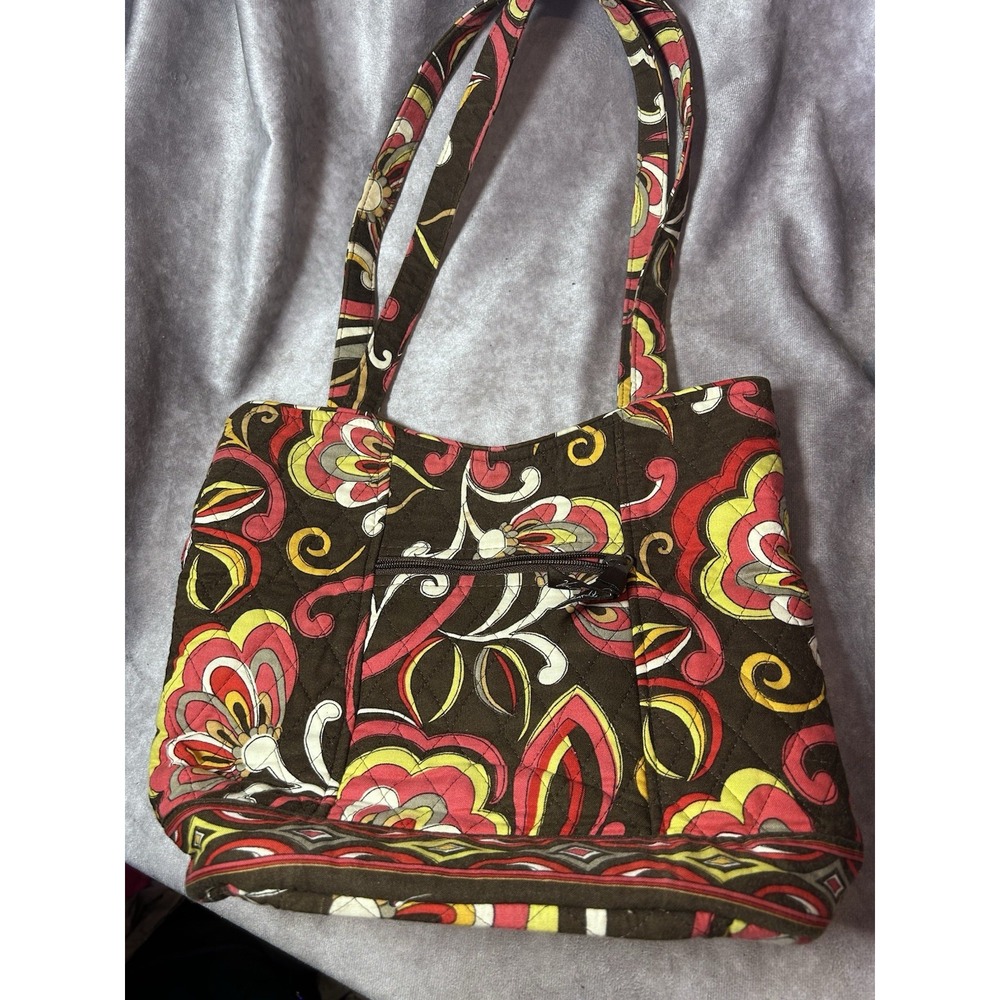 Lot 2 Vera Bradley Large Quilted Tote Bags Floral Pink Brown Shoulder Purses